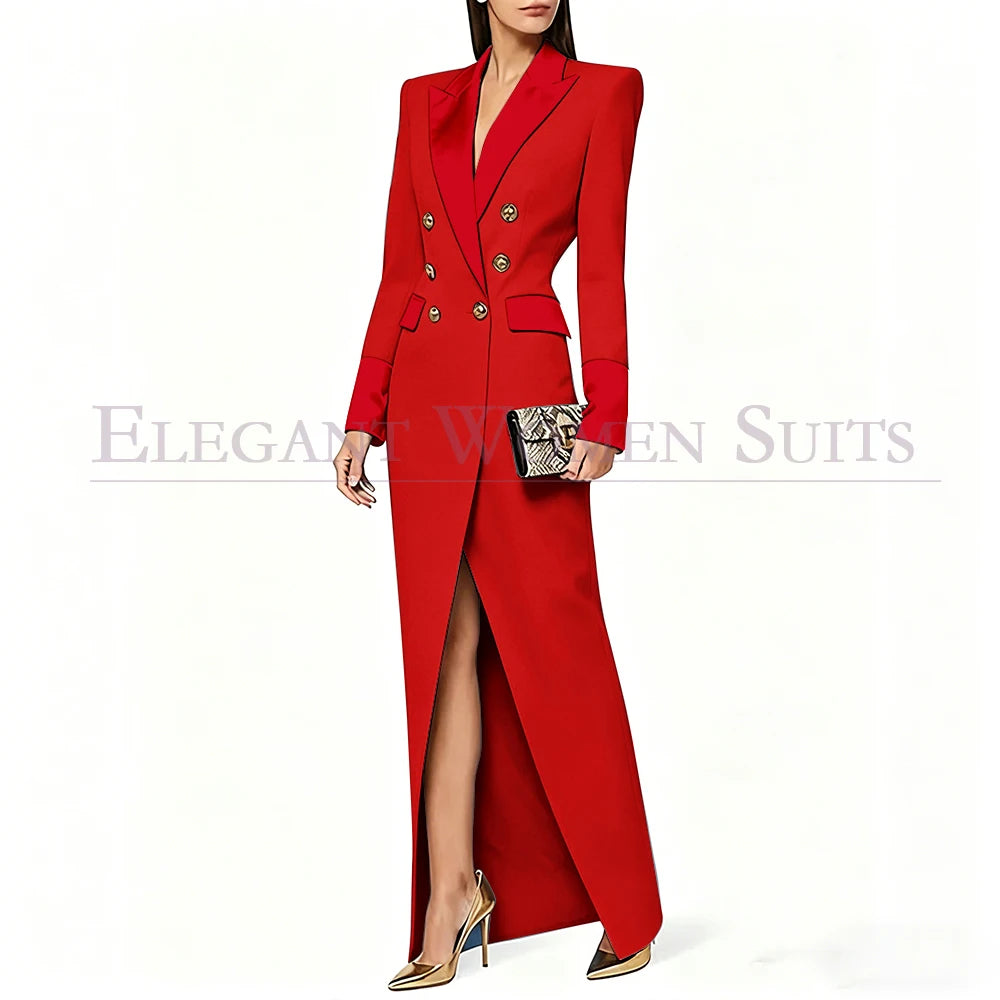 Blazer preto feminino de alta qualidade, com lapela de pico e abotoamento duplo, casaco longo da moda, peça única, luxuoso, estilo Dubai.