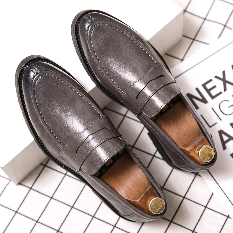 Italian Luxury Brand Loafers Men's Yellow and White Color Leather Shoes Slip-on Fashion Thick Sole Casual Shoes Wedding Moccasin