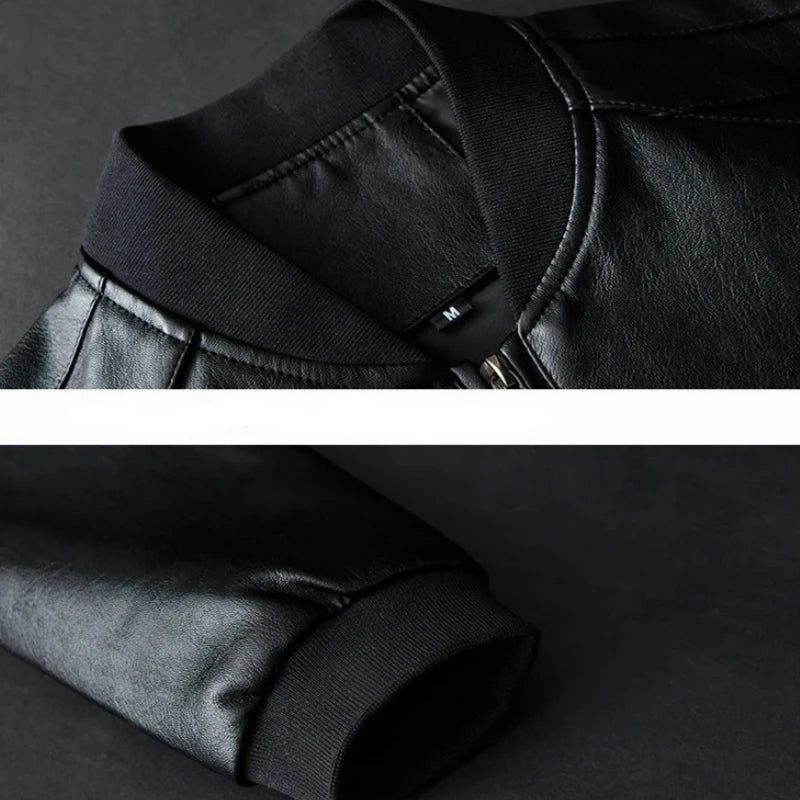 2024 outono novo preto moto biker casacos de couro do plutônio dos homens gola jaquetas de couro casual ajuste estilo punk jaquetas para homem 8xl