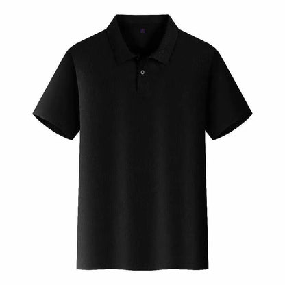 Turn-down Collar Zipper  Shirt Short Sleeve Ice Silk Knitted Stripe Pattern Fashionable Urban Style Men's Summer Top