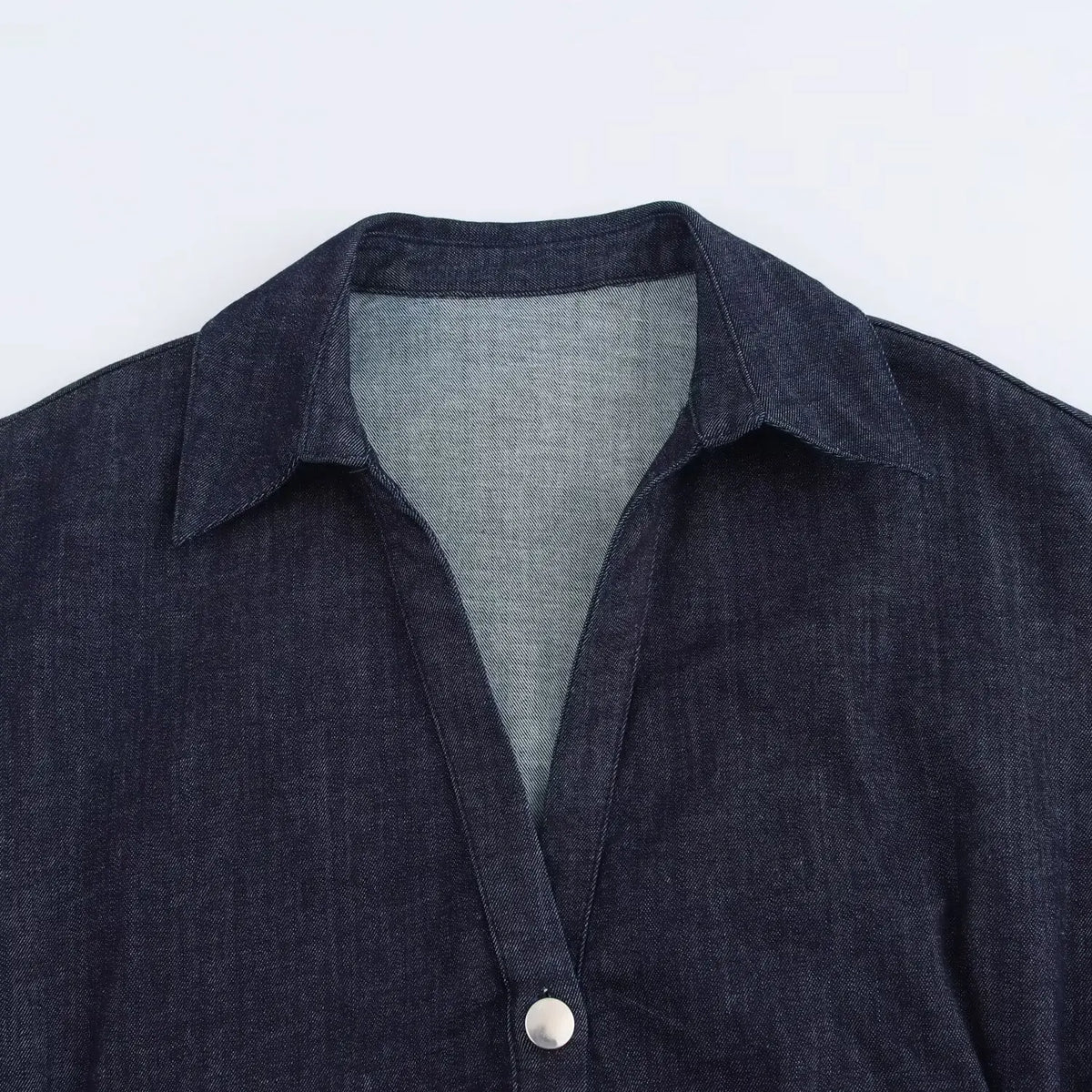 Etj primavera nova série 1975 denim midi vestido com lapela zíper lateral moda rugas cintura magro vestido elegante