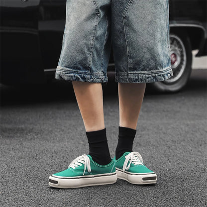 Hkdq tendência vermelho vulcanizado tênis masculino sapatos de lona baixo topo moda casual tênis masculino plataforma antiderrapante sapatos de skate