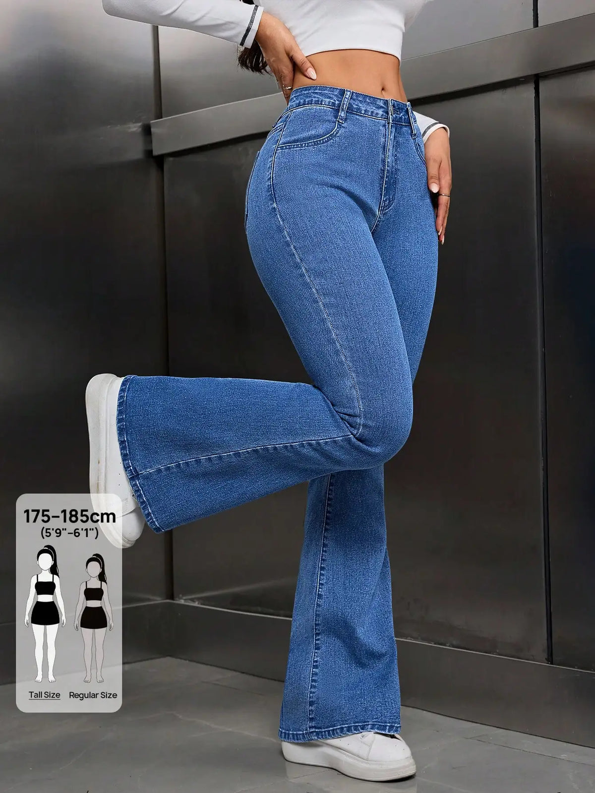 Calças Jeans Casuais Largadas com Bolsos, Versáteis para Mulheres Altas no Estilo Y2K, Calças de Denim Elásticas de Cintura Alta