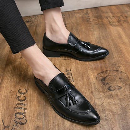 Sapatos de condução de borla masculino, sapatos deslizantes, vestido de casamento, preto, marrom, confortável, na moda, Oxford, masculino