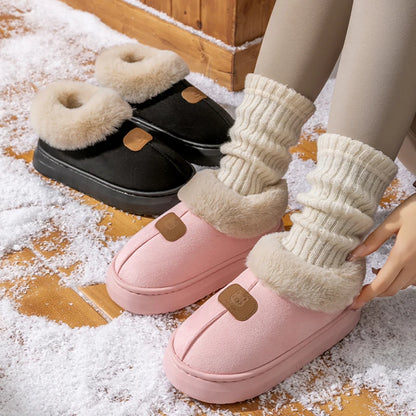 Inverno feminino chinelos internos quente sola grossa sola macia confortável ao ar livre antiderrapante botas de neve moda quarto casa sapatos