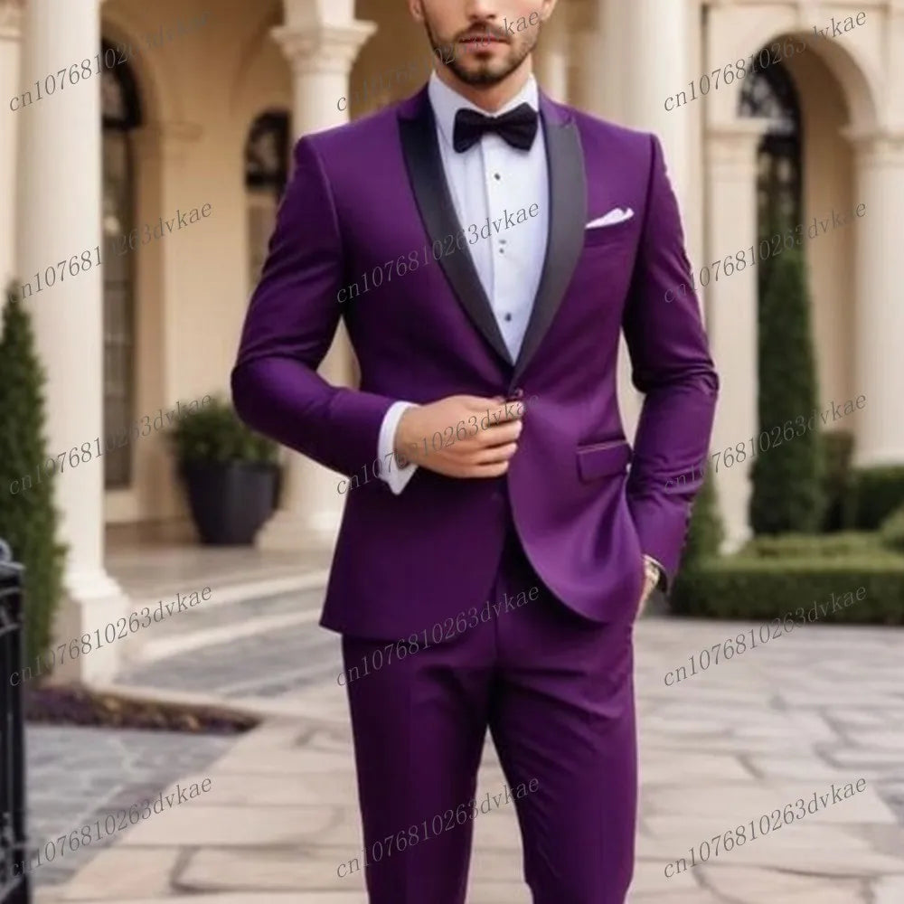 Novo Terno Masculino Branco e Preto para Casamento, Festa, Formatura, Noivo, Padrinho, Ocasiões Formais, Smoking Masculino, Conjunto de 2 Peças, Blazer e Calça