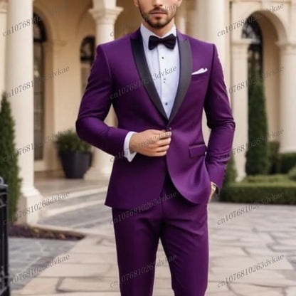 Novo Terno Masculino Branco e Preto para Casamento, Festa, Formatura, Noivo, Padrinho, Ocasiões Formais, Smoking Masculino, Conjunto de 2 Peças, Blazer e Calça