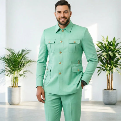 Ternos masculinos pretos, estilo clássico britânico, com botões roxos e dourados, terno safari sob medida, blazer formal para negócios, banquetes, bailes e eventos.