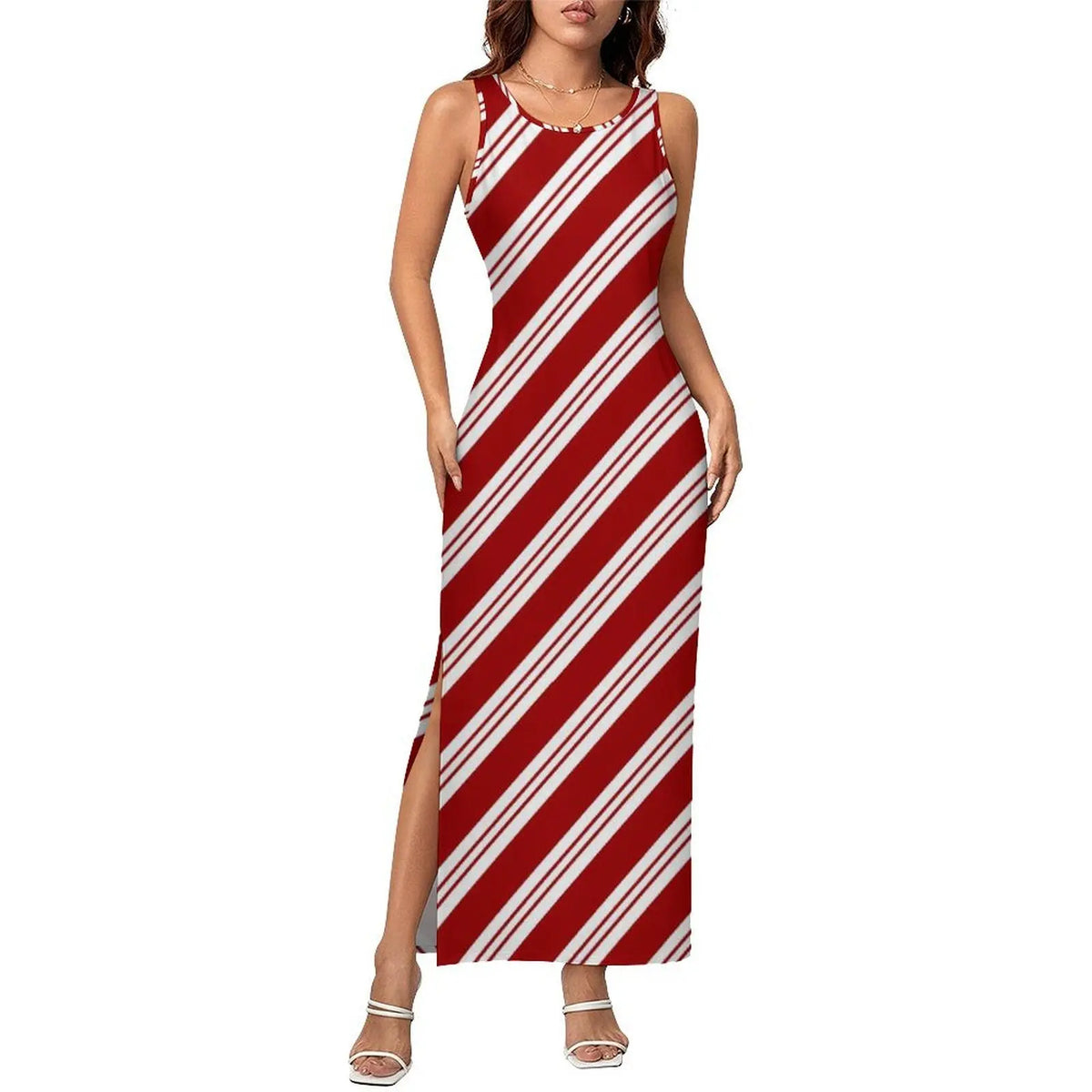 Vestido Bodycon com Estampa Abstrata, Vestido Maxi Retrô de Verão, Sem Mangas, Casual, Estilo Y2k, Tamanho Grande 4XL
