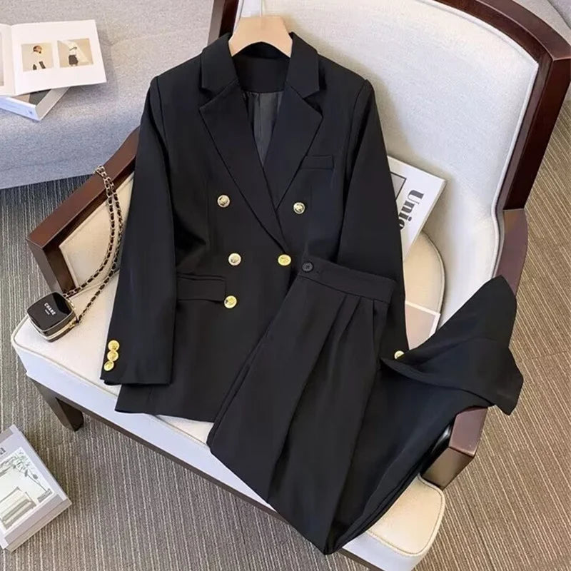 Conjunto Feminino de Terno Estilo Slimming para o Dia a Dia: Jaqueta Acinturada e Calça em Poliéster, Elegante e Versátil