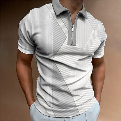 Camisa polo masculina listras manga curta camiseta masculina respirável topos negócios turn down collar streetwear marca de luxo alta qualidade