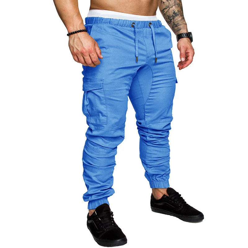 Novas Calças Casuais Masculinas de Tecido Trançado Streetwear Novas Calças de Trabalho com Múltiplos Bolsos