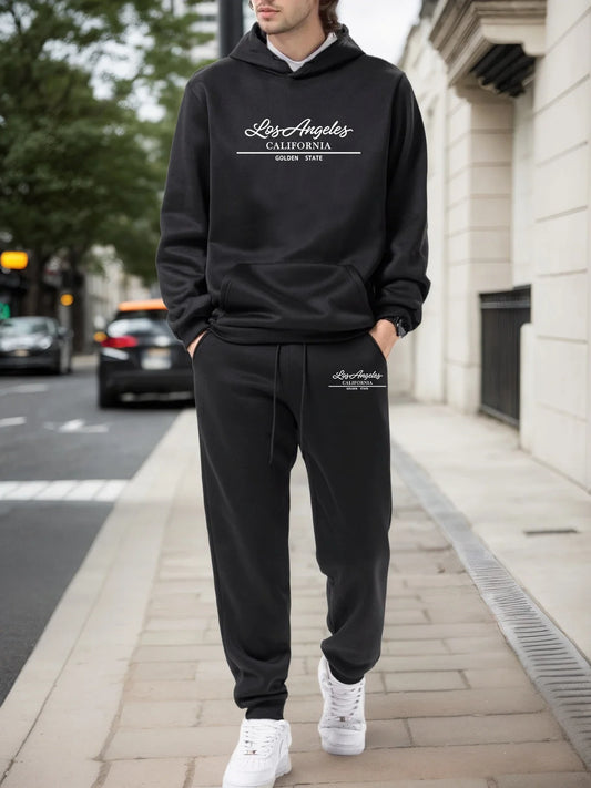 Mens Tracksuit Daily Casual Hooded Sweatshirts Outdoors Sports Jogging Man Clothing Street Versatile Single Piece Hoodies Pants