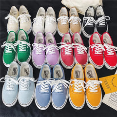 Casual apartamentos tênis de lona feminino ao ar livre cor sólida rasa sapatos esportivos tênis feminino streetwear rendas até sapatos vulcanizados