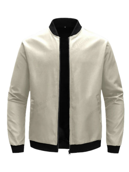 Jaqueta Bomber Slim Casual de Moda Sólida para Homens, Nova Chegada, Jaquetas de Baseball Masculinas