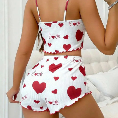 Conjunto de Pijama Feminino com Shorts, Roupa de Casa, Lingerie Sexy, Camisolas, Camisetas, Roupas de Dormir para Mulheres