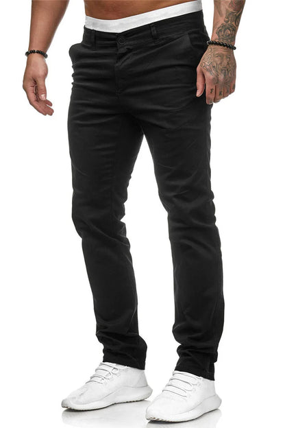 Men Slim Pants Autumn Male One Button Solid Color Straight Workwear Full Trousers BSD-8816
