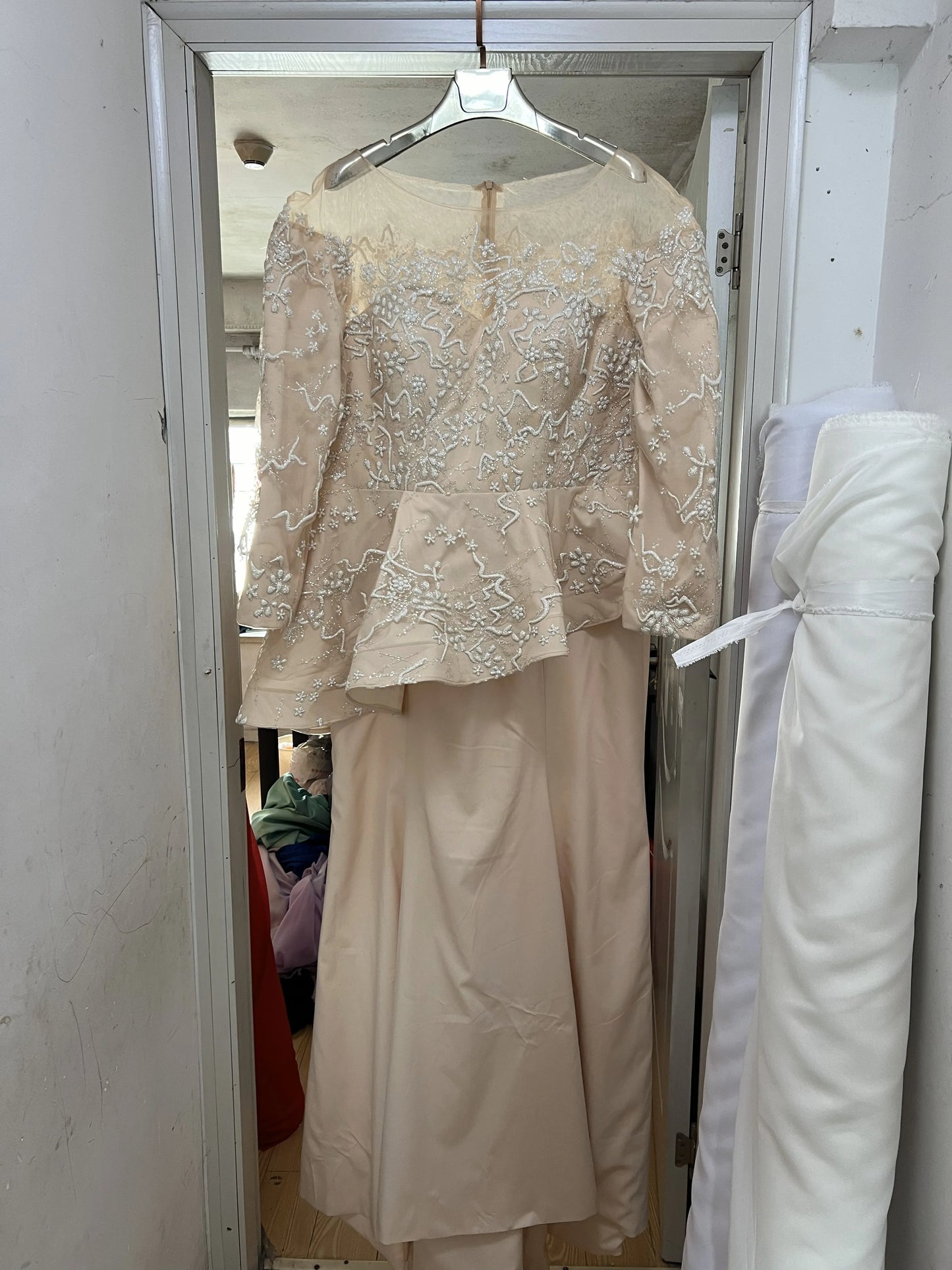 Personalizado champanhe sereia renda mãe da noiva vestidos de manga longa plissado noivo mãe vestido festa à noite vestidos de baile