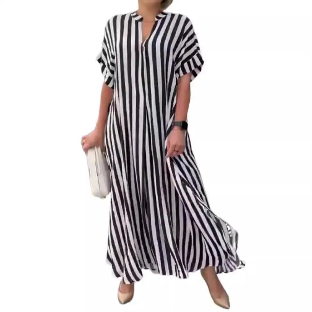 Cardigã Feminino Curto Listrado com Fenda Lateral, Cintura Solta, Manga Regular, Estilo Urbano, Moda Inverno, Vestido Feminino