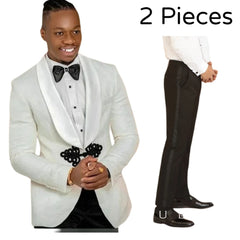 2 peças ternos para homens com botão de árvore de natal fino ajuste floral casamento noivo smoking xale lapela estilo africano terno