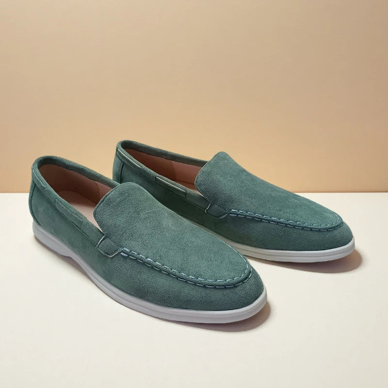 Primavera verão clássico marca camurça mocassins de couro dos homens sapatos casuais luxo respirável deslizamento em sapatos de condução mocassins