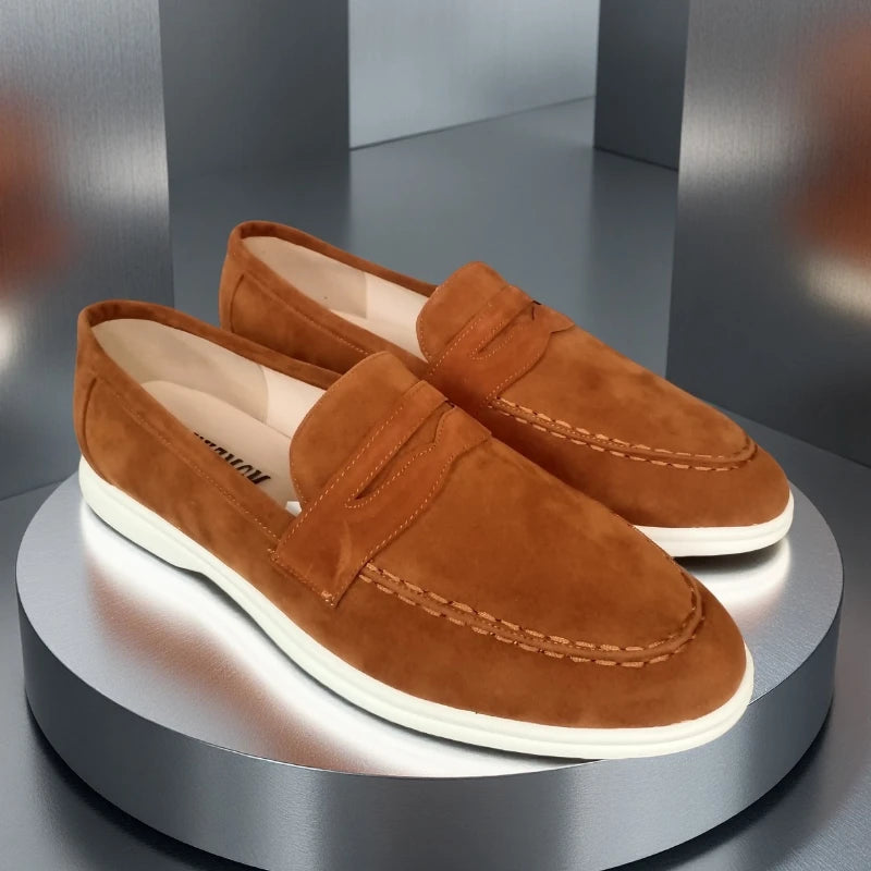 Verão masculino marca camurça mocassins de couro dos homens sapatos casuais de luxo respirável deslizamento em sapatos de condução mocassins
