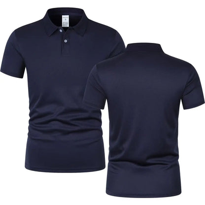 2025 New Summer Men's Short Sleeve Collar Tshirts New Solid Color Casual Polo Shirt Trendy Breathable Loose Basic Splice Top