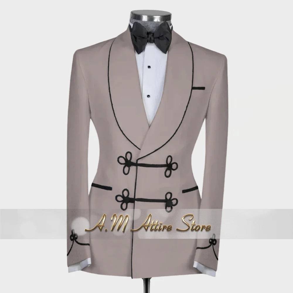 Ternos extravagantes masculinos, conjunto de 2 peças, xale, lapal, botão floral, jaqueta, calças, ajuste fino para casamento, coquetel, bola, jantar, vestido de festa, presentes