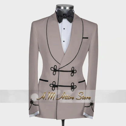 Ternos extravagantes masculinos, conjunto de 2 peças, xale, lapal, botão floral, jaqueta, calças, ajuste fino para casamento, coquetel, bola, jantar, vestido de festa, presentes