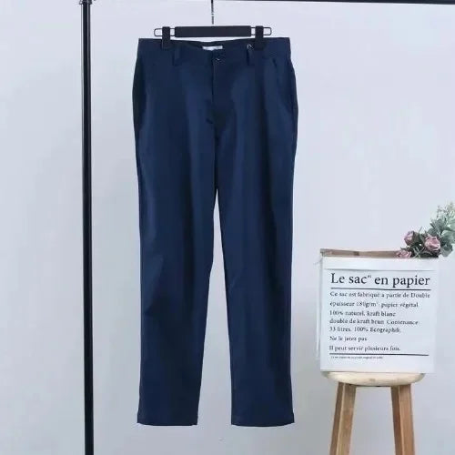 Calças Masculinas Casuais Estilo Japonês Verão 2022 Nova Tendência Marca Elegante com Caimento Fluido e Corte Reto Solto Comprimento 7/8