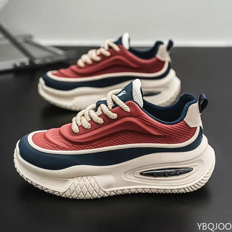 autumn spring thick soled height increasing shoes versatile color blocking personalized casual simple comfortable men's shoes