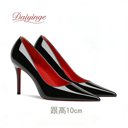 Sapatos femininos da tendência 2026: luxuosos, com sola vermelha, salto alto, bico fino, scarpin agulha de 12 cm, confortáveis para festas e casamentos.