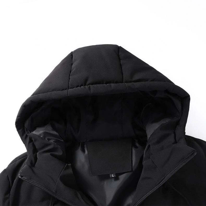 Men's Winter Hooded Puffer Jacket Standard Polyester Filled Windproof Zipper Closure Casual Style Slim Fit Solid Color 220g