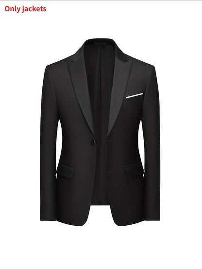 Men's Classic 3-Piece Suit Set - Slim Fit Notched Lapel Blazer with Vest & Pants, Versatile Formal Outfit for Business & Events