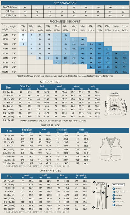 Conjunto de Terno Masculino ST Cassy Novo Estilo Fino de Três Peças Verde Slim Fit Formal para Escritório (jaqueta+colete+calças)