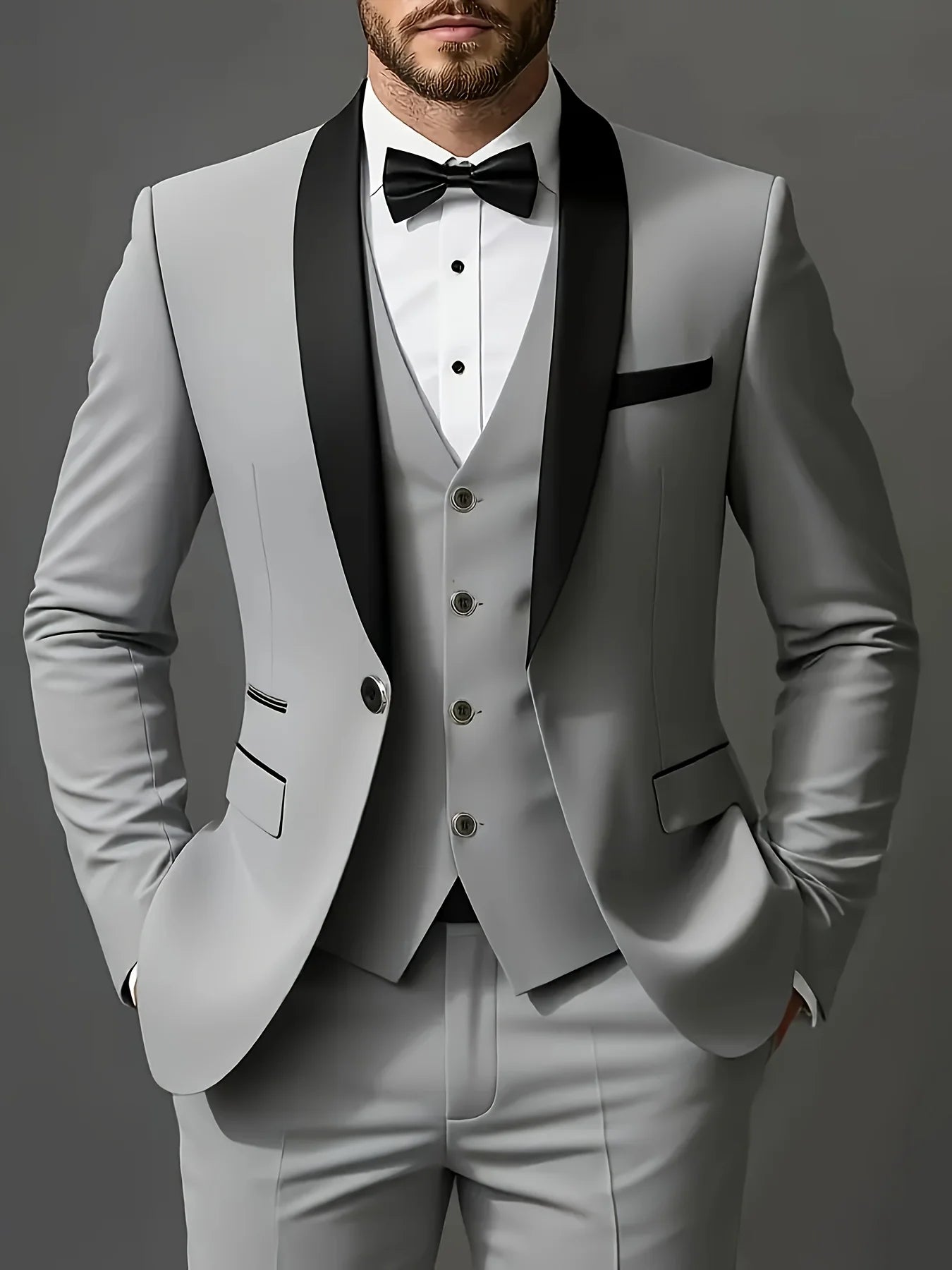 Conjunto de terno masculino de 3 peças, jaqueta + colete + calça, elegante de alta qualidade, adequado para casamentos, festas e ocasiões formais