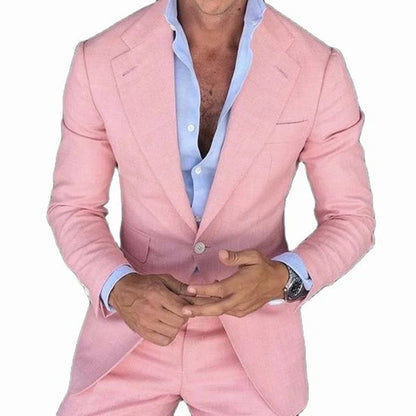 Blazer calças conjunto rosa ternos masculinos para casamento 2025 noivo smoking fino ajuste melhor homem formal festa terno masculino 2 peça traje homme