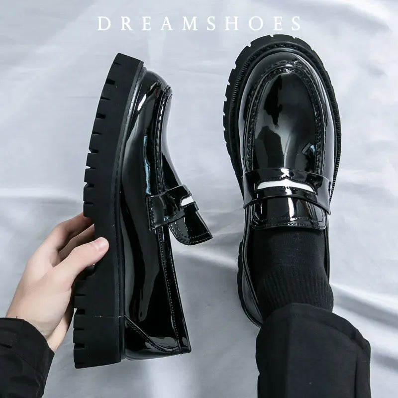 Italian Luxury Brand Loafers Men's Yellow and White Color Leather Shoes Slip-on Fashion Thick Sole Casual Shoes Wedding Moccasin