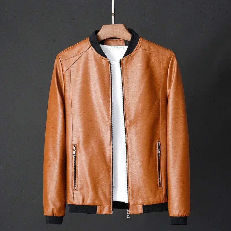2024 outono novo preto moto biker casacos de couro do plutônio dos homens gola jaquetas de couro casual ajuste estilo punk jaquetas para homem 8xl