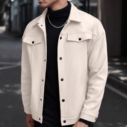 2025 Jaqueta de lã com botões estilo europeu outono/inverno para homens – Casual, esportiva, de negócios – Tamanho europeu