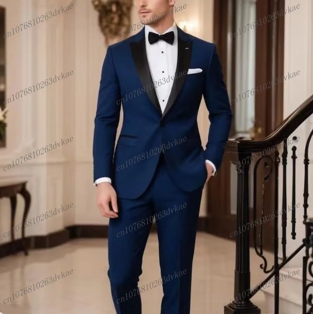 Novo Terno Masculino Branco e Preto para Casamento, Festa, Formatura, Noivo, Padrinho, Ocasiões Formais, Smoking Masculino, Conjunto de 2 Peças, Blazer e Calça