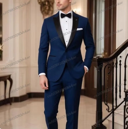 Novo Terno Masculino Branco e Preto para Casamento, Festa, Formatura, Noivo, Padrinho, Ocasiões Formais, Smoking Masculino, Conjunto de 2 Peças, Blazer e Calça