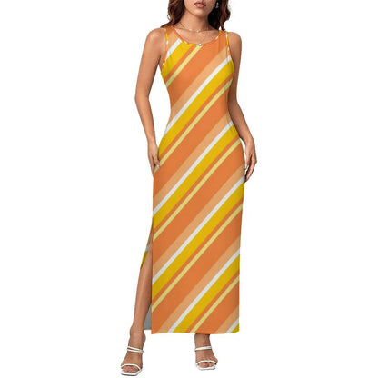 Vestido Bodycon com Estampa Abstrata, Vestido Maxi Retrô de Verão, Sem Mangas, Casual, Estilo Y2k, Tamanho Grande 4XL