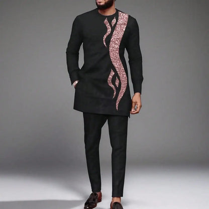 Novo Terno Masculino 2025, Bolso Branco, Conjunto de 2 Peças, Terno Casual de Luxo para Casamento, Estilo Tradicional Africano de Minorias Étnicas