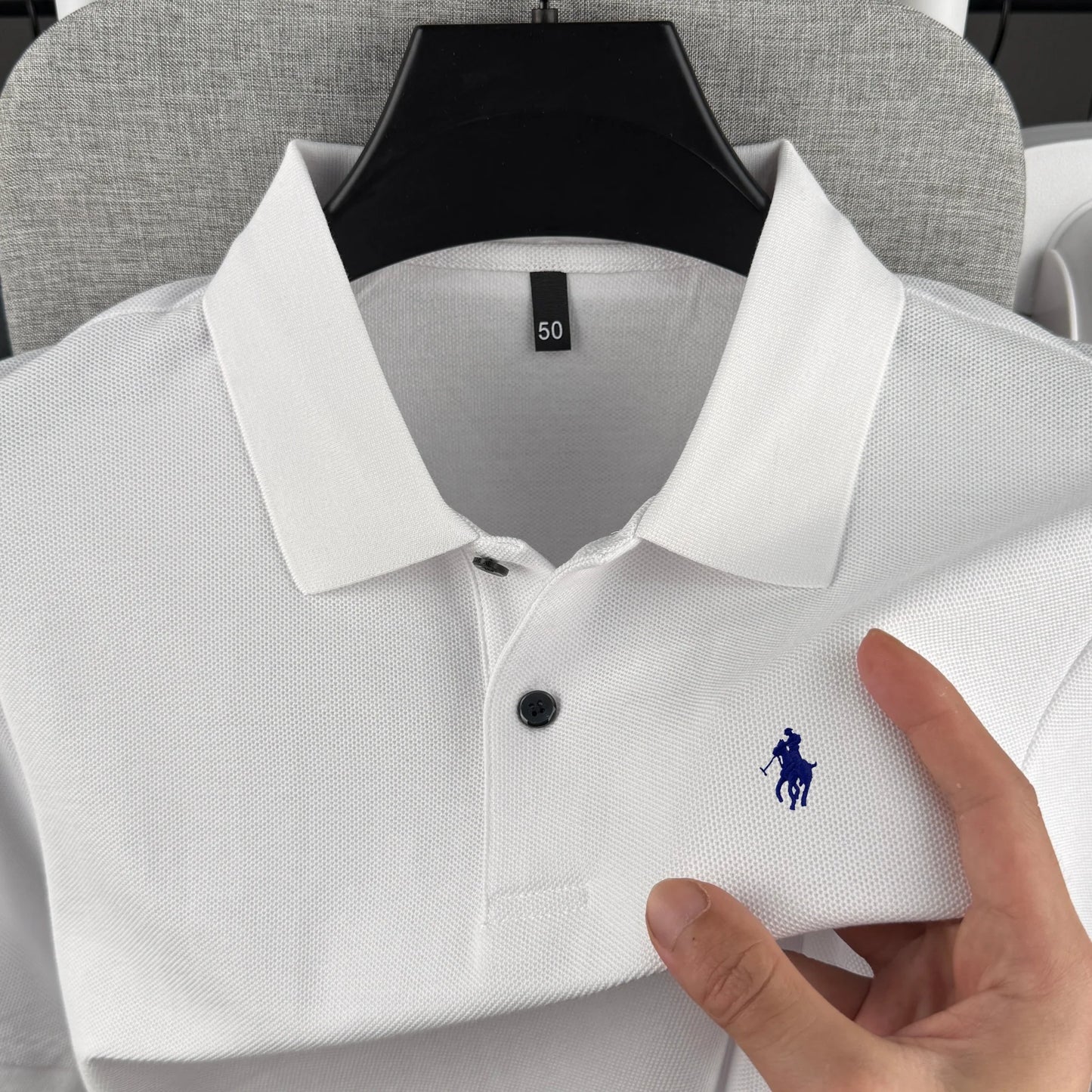 Camisa Polo Masculina de Manga Curta 100% Algodão Puro de Marca de Luxo, Coleção Verão 2026, com Bordado de Pônei, Estilo Golfe e Casual
