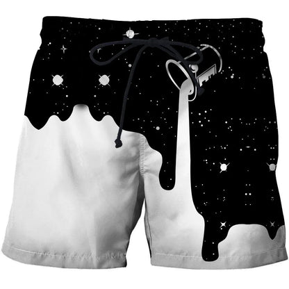Calção de Banho Havaiano de Secagem Rápida Masculina, Shorts Esportivos para Férias, Estampado 3D Coqueiro, Solto, Moda Verão, 6XL