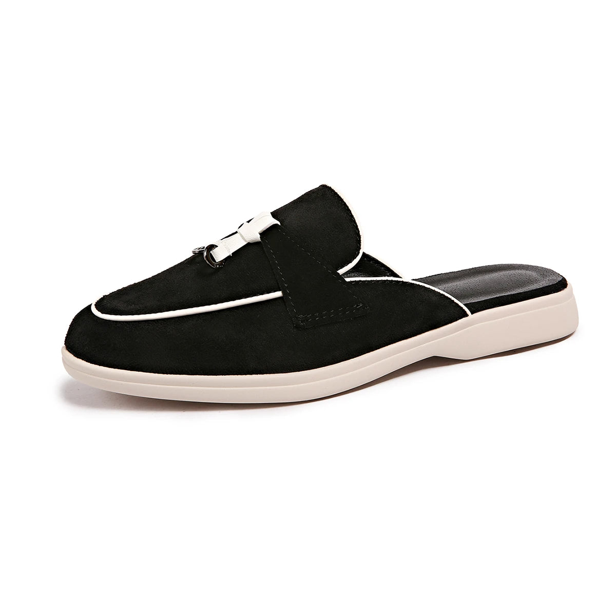 Novas Pantufas Femininas de Camurça 2026 Retrô com Bico Fechado, Sola Plana Antiderrapante e Confortáveis, Estilo Slide Aberto Atrás
