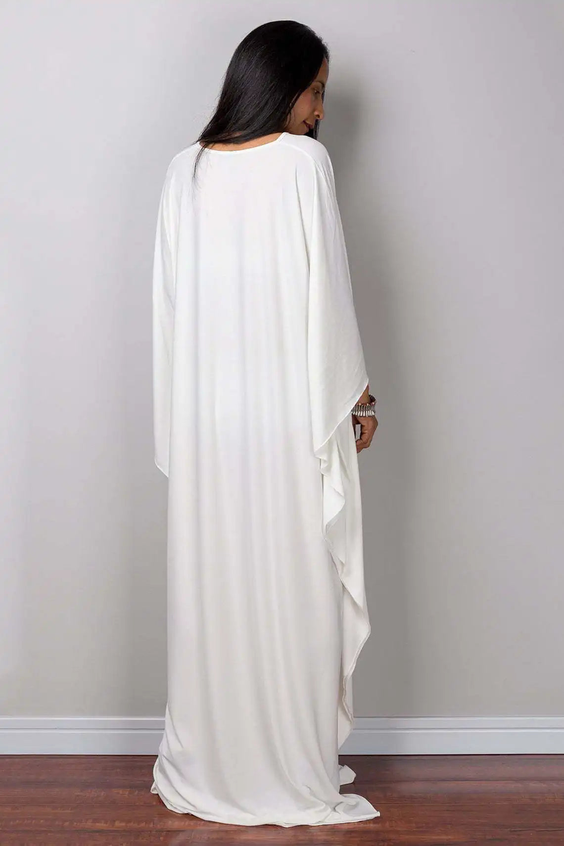 Vestidos caftan plus size para mulheres, cor sólida, plus size, vestido de praia, decote em v, solto, macio, caftan, loungewear