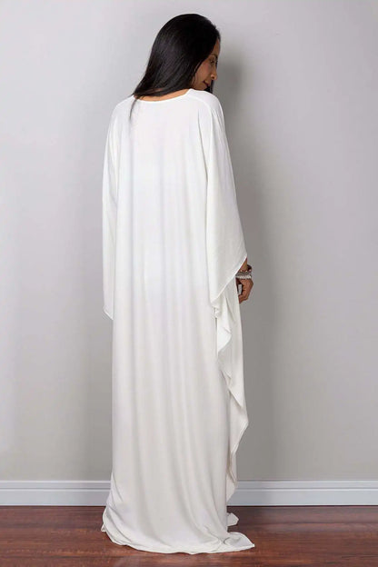 Vestidos caftan plus size para mulheres, cor sólida, plus size, vestido de praia, decote em v, solto, macio, caftan, loungewear