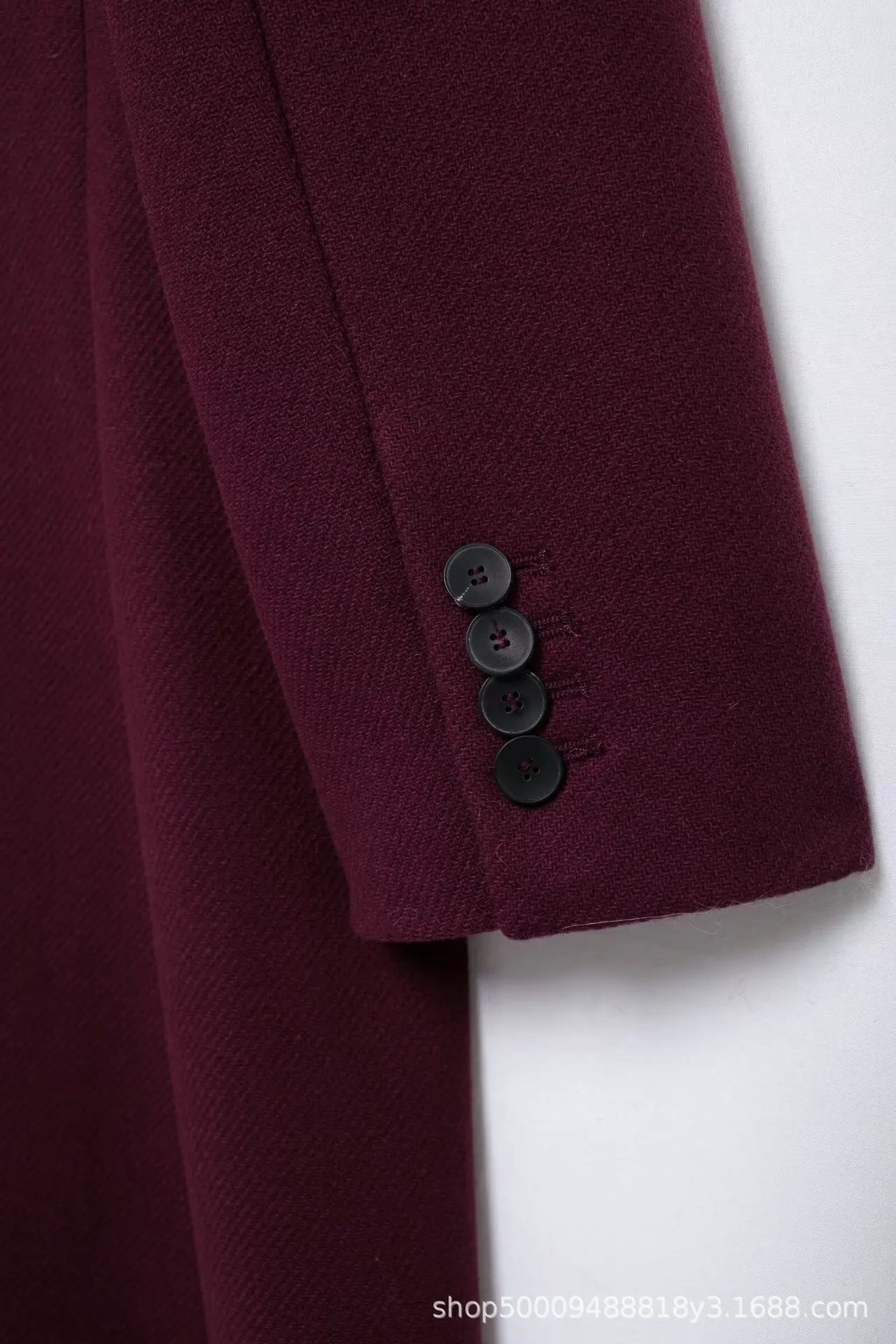 Casaco comprido feminino de lã, com gola dobrável, quente, com abotoamento duplo, ideal para outono e inverno.